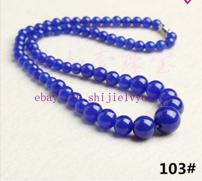 Natural 6-14mm Multicolor Gemstone jade jewelry necklace 17.5 inches