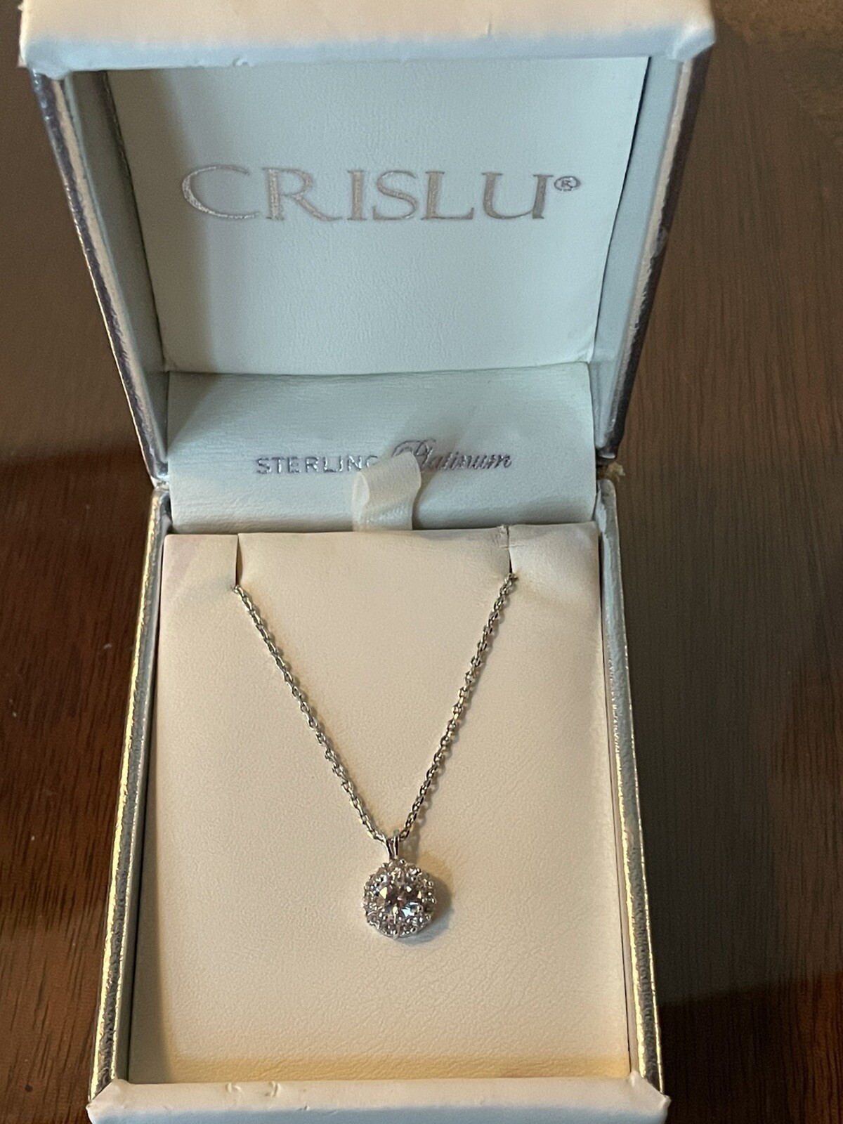 CRISLU SOLITAIRE PENDANT NECKLACE- IN BOX!