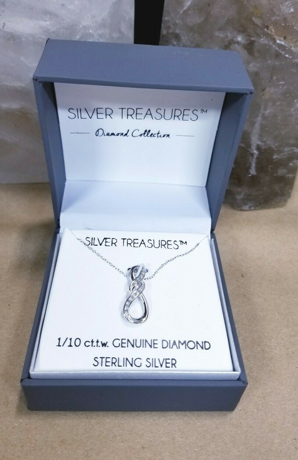 SILVER TREASURES 1/10 CTTW GENUINE DIAMOND SS 18″ NECKLACE