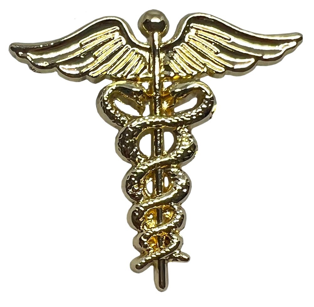 ARMY MEDICAL CORPS CADUCEUS SILVER COLOR CUTOUT LAPEL PIN 1.25 x 1 IN