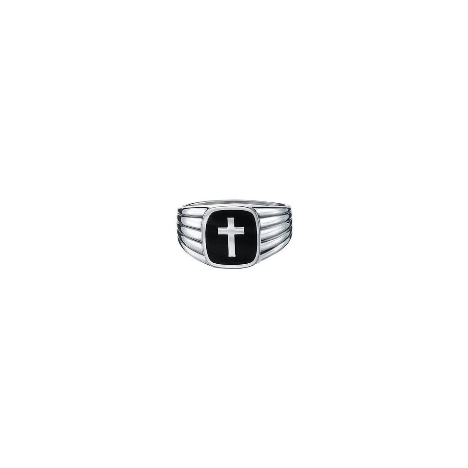 Men’s Stainless Steel Enamel CROSS SIGNET Ring Size 10 NIB ~ FAST SHIP NEXT DAY!