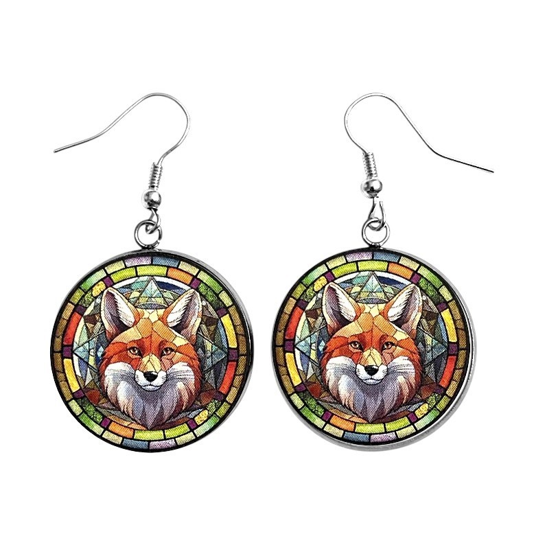 FOX Faux Stain Glass Earrings Lightweight Dangle Earrings