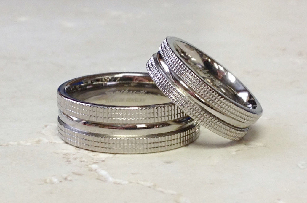 Solid Titanium Wedding Ring Dual Texture Size 5,6,7,8,9,10,11,12,13,14 (f41)