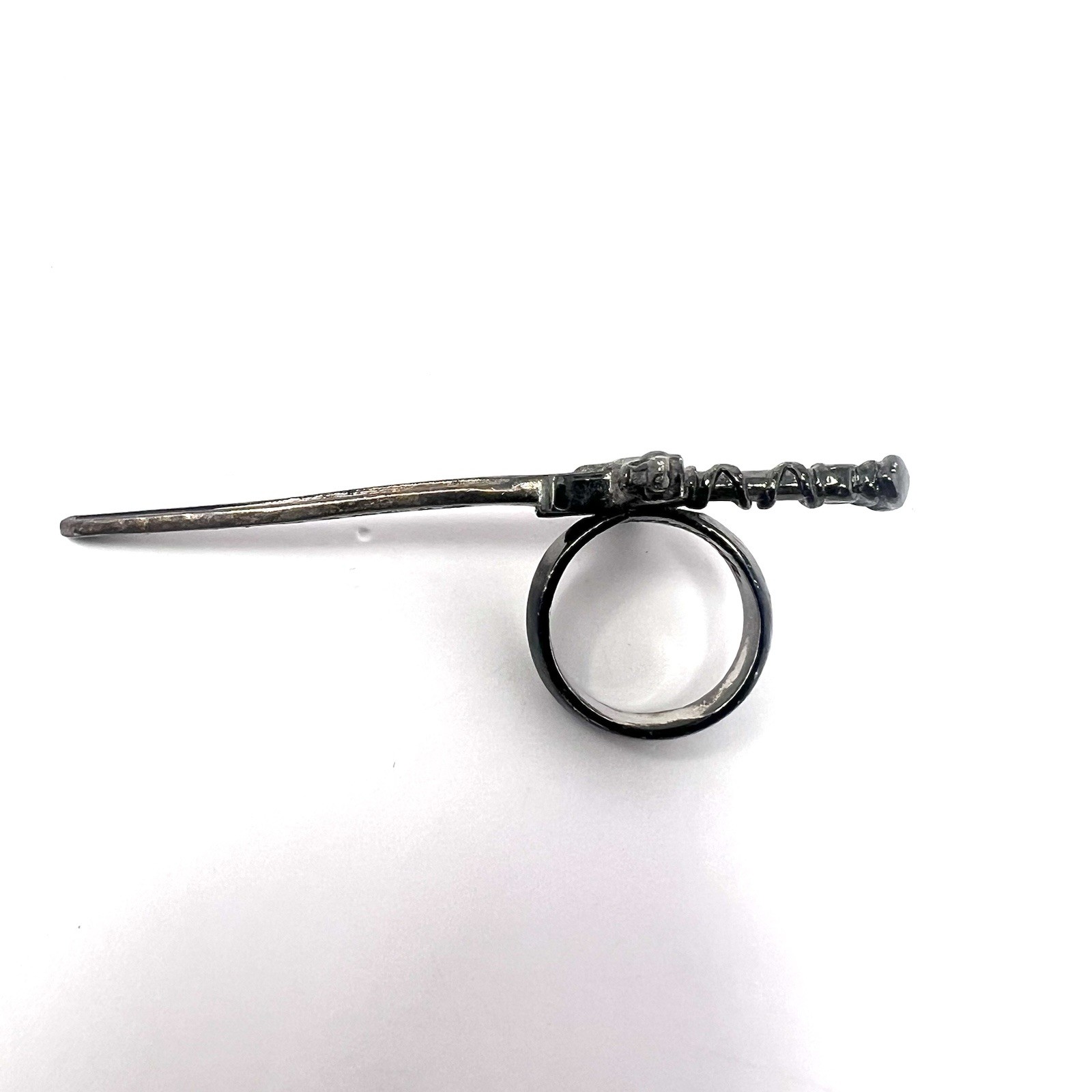 Han Cholo x Karma loop Sword Ring Gunmetal W/ Red Crystal Women’s Sz 5 Rare