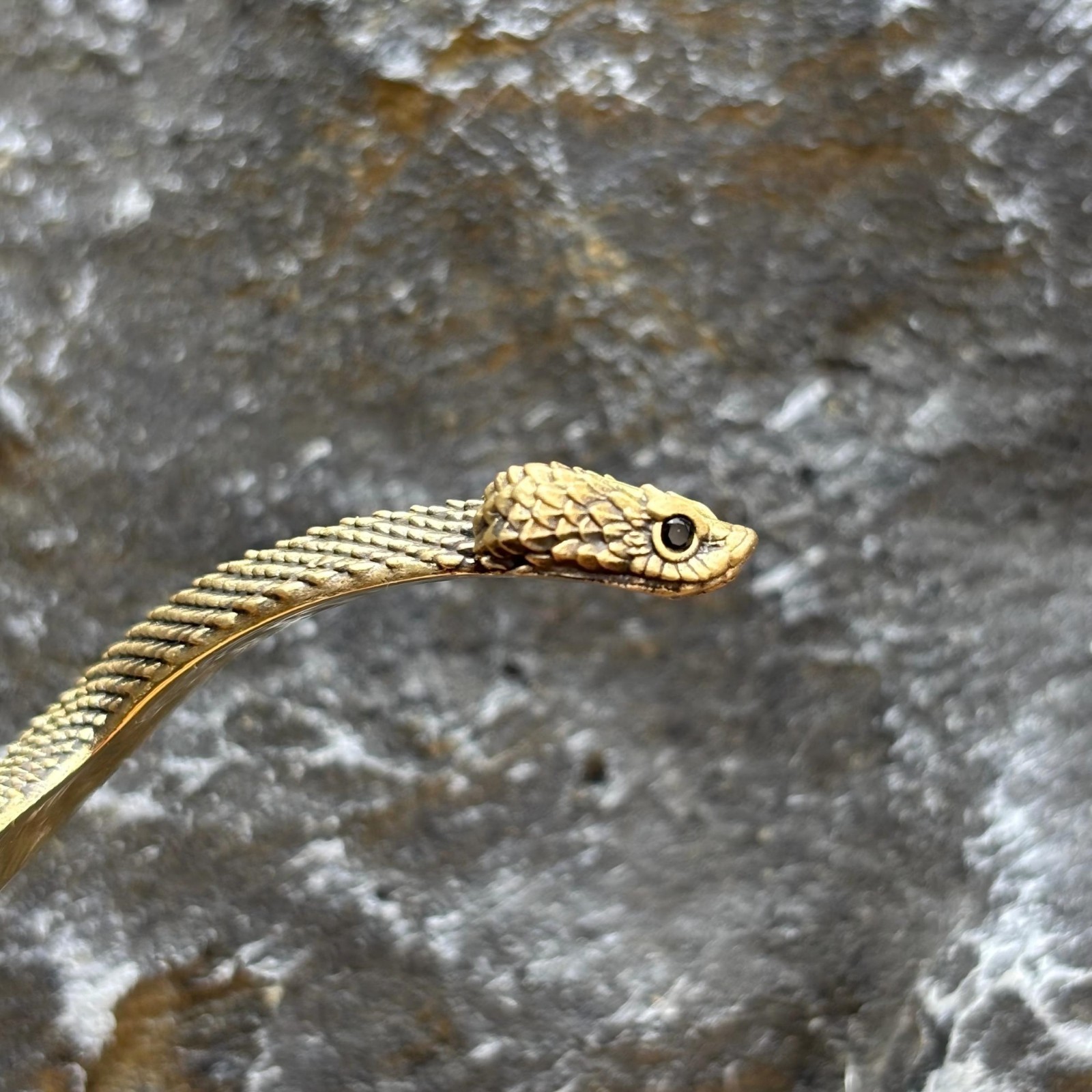Brass Snake Cuff Bracelet Adjustable Handmade Animal Jewelry, Viper Oath