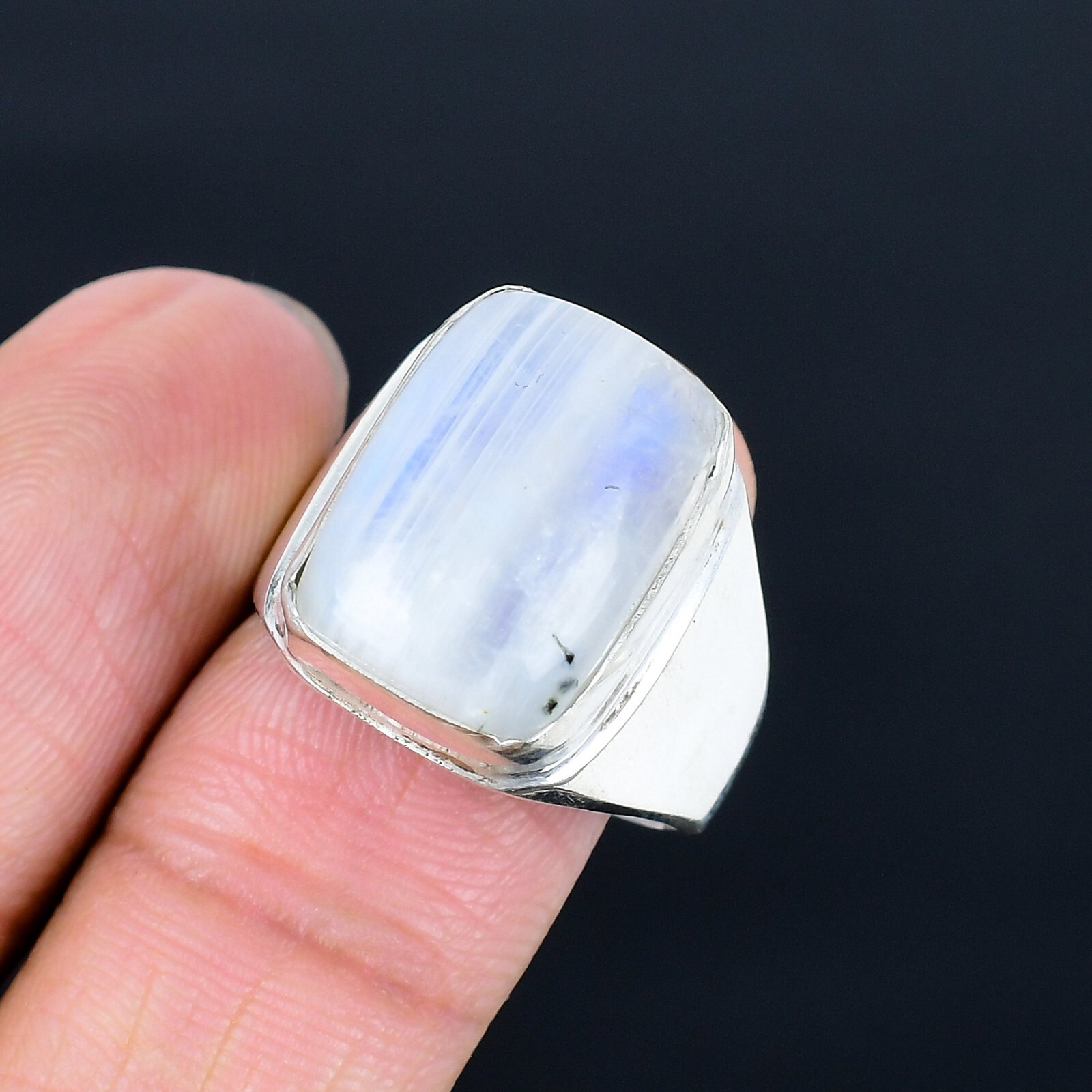 Rainbow Moonstone Gemstone Ethnic Handmade Man’s Ring Jewelry Gift LG-1111
