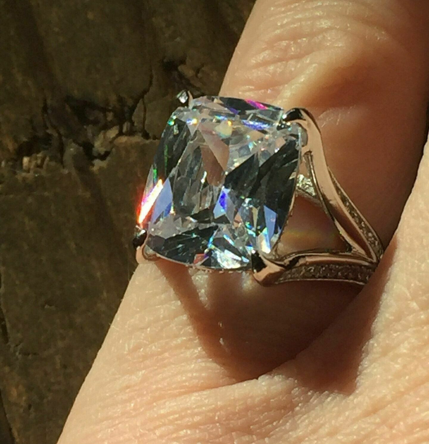 Antique 5.80 CT Russian White Cushion Shape Engagement Ring 935 Argentium Silver