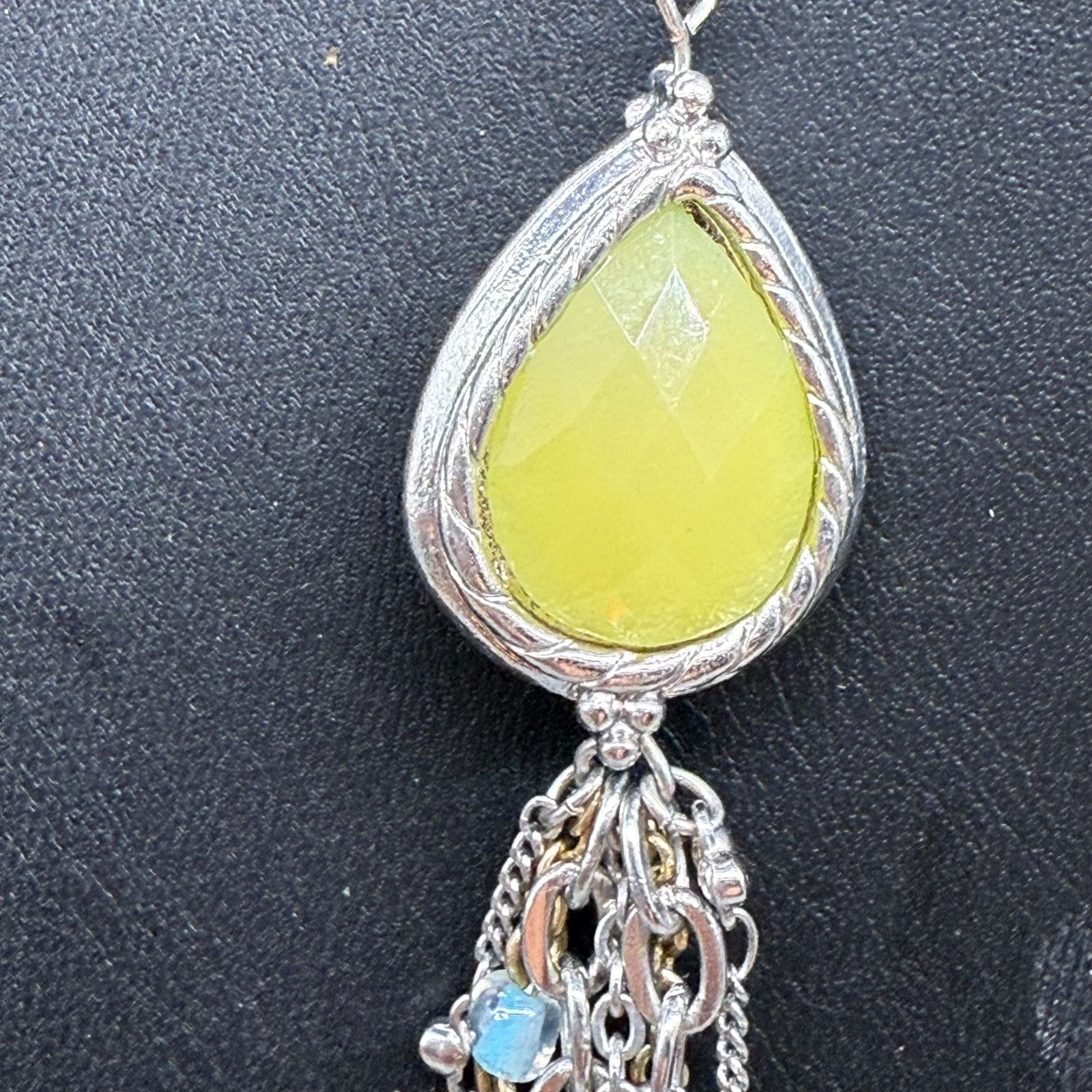 Loft Yellow Crystal Blue Faceted Beaded Multi-Strand Chain Layered Necklace