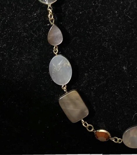 Chicos Necklace Disc Link Abalone Glass Varied Chain Vintage?