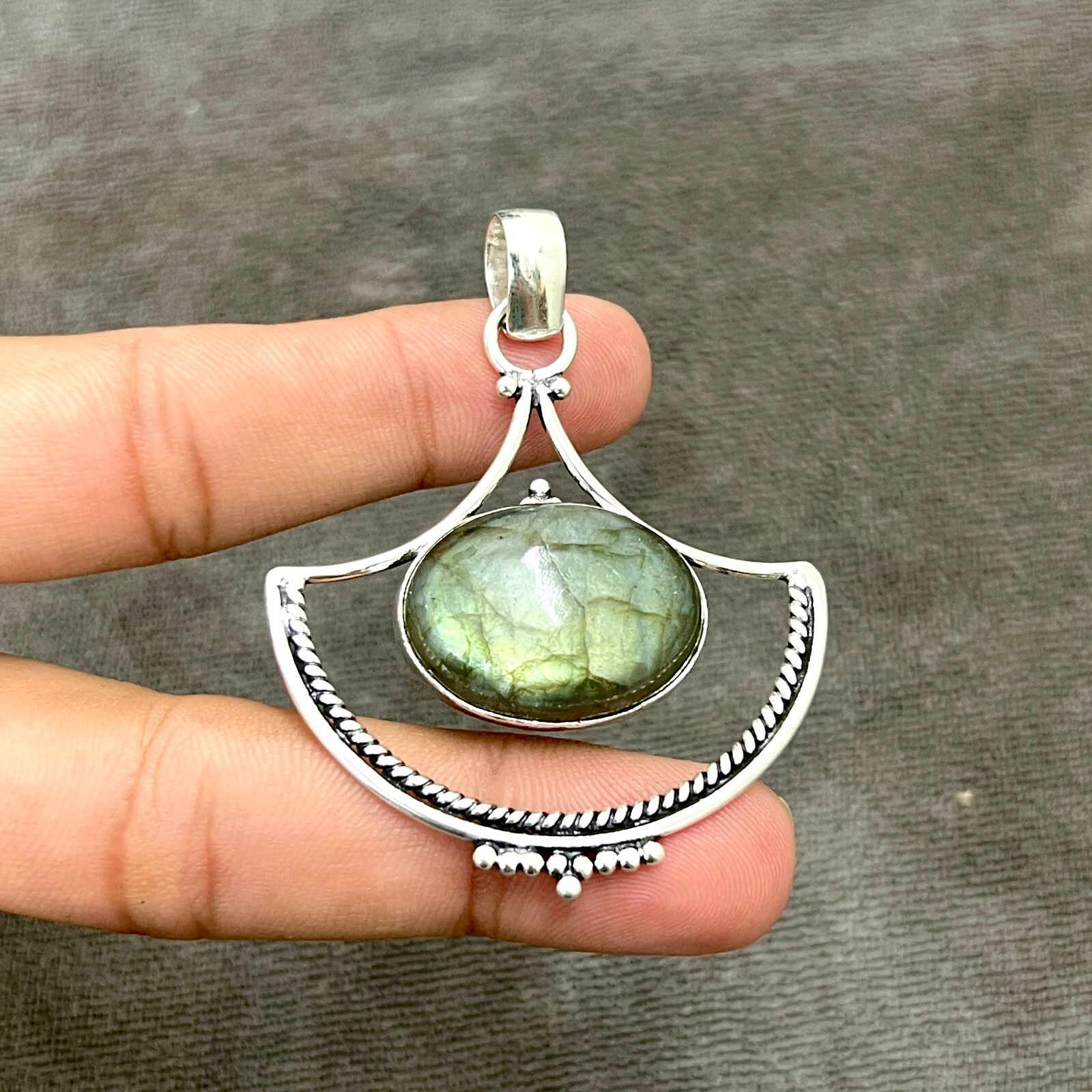 Labradorite Gemstone 925 Sterling Silver Handmade Jewelry Pendant 2.10″