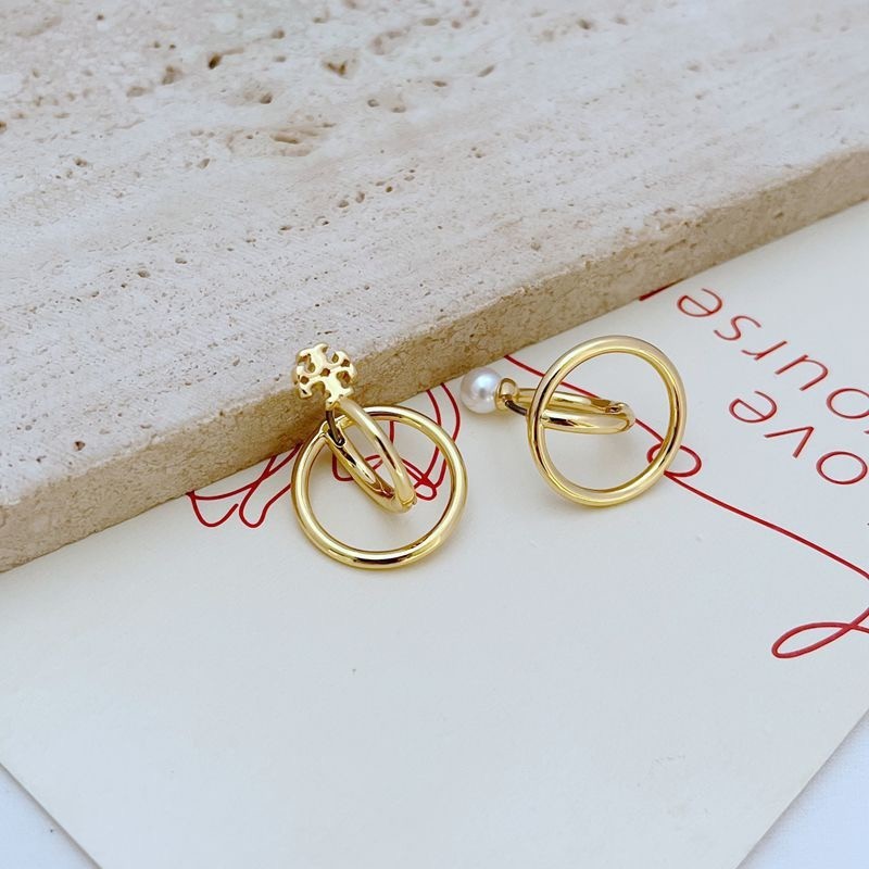 New Tory Double Circle Classic Double earring with Jewelry Pouch Size:2.2*1.8cm
