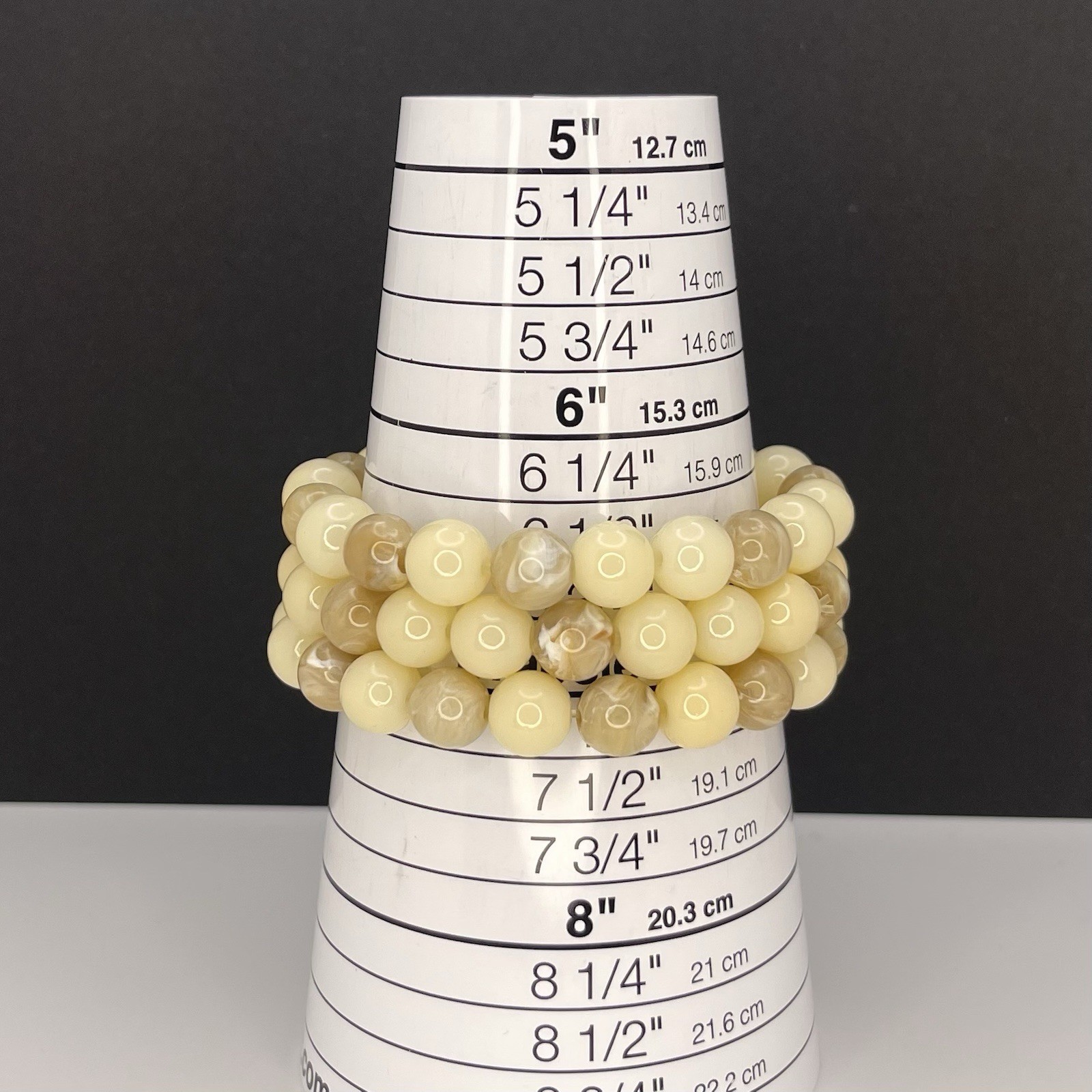 Beaded Bracelets Set Cream Marbled Neutral Stretch Boho Stackable