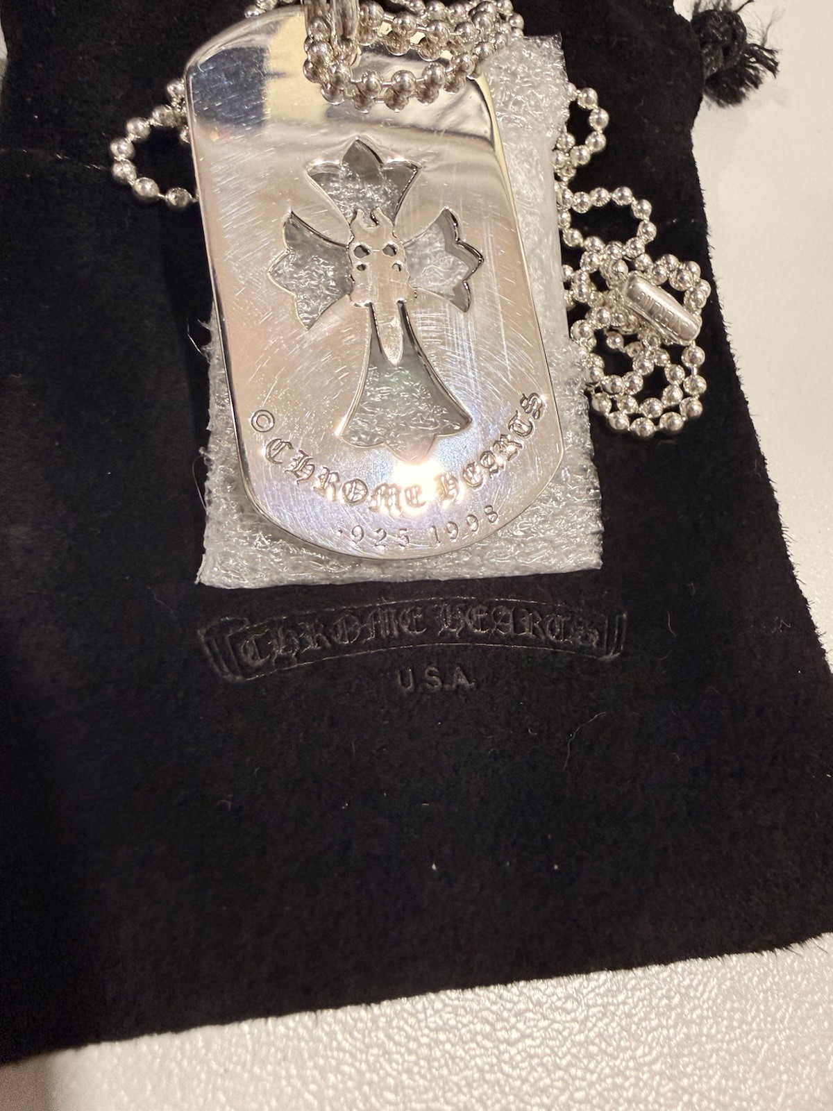 Chrome Hearts Cutout Cross with Dagger Dog Tag