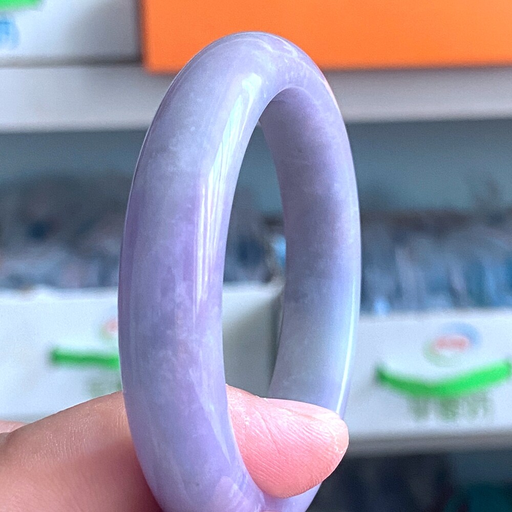 Certified Grade A Lavender 54-55mm Natural Burma Jade jadeite Bangle Bracelet