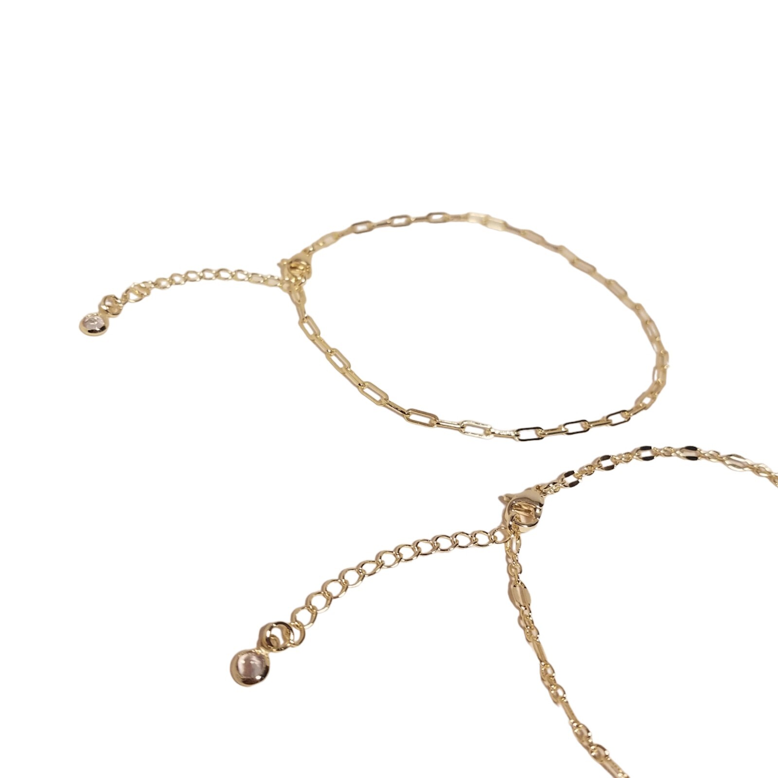 DEARMAY ANKLE BRACELETS Gold Plated Adjustable Chain Anklets 3 Pc Jewelry Set