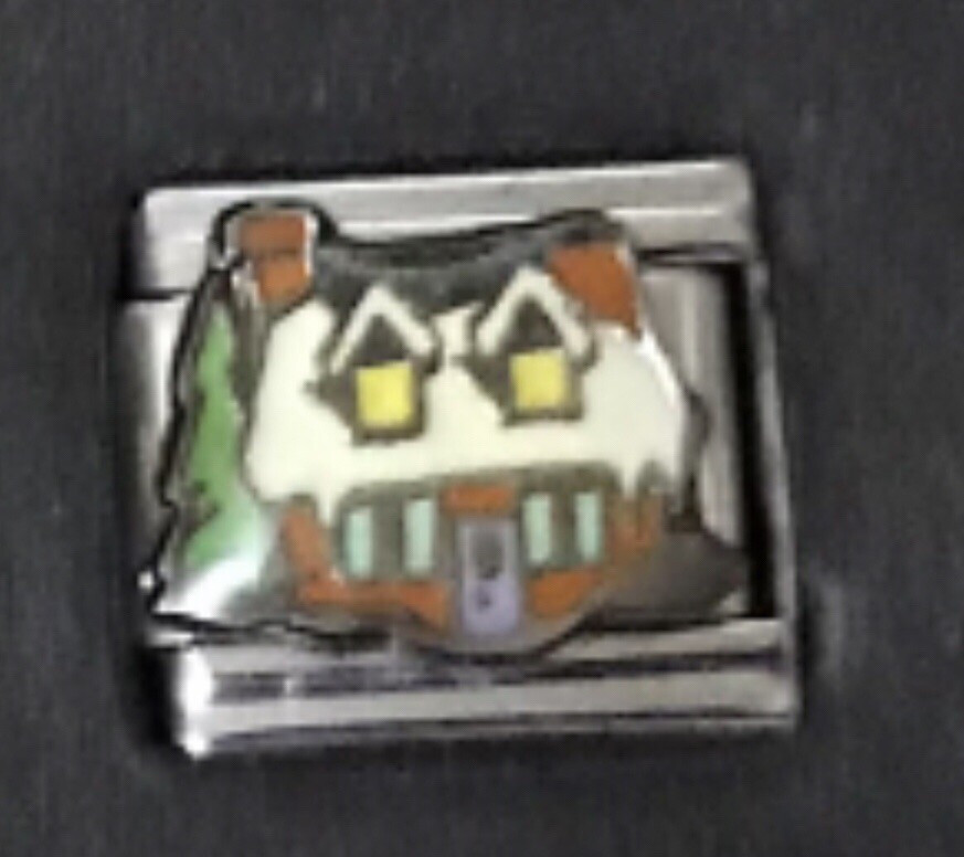 Gingerbread House Decorate Wholesale Italian CHARM Enamel Link 9MM K2023J100 bg3