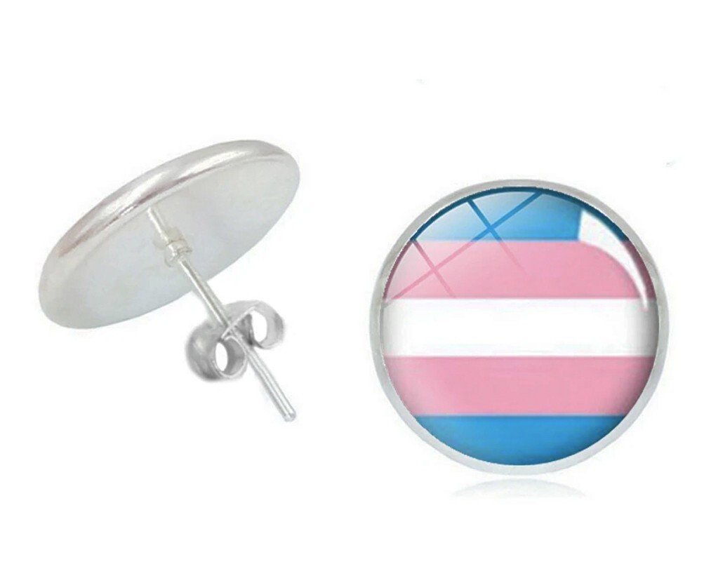 Pride Shack – Transgender Flag – LGBTQ Trans Pride Earrings (Round Stud)