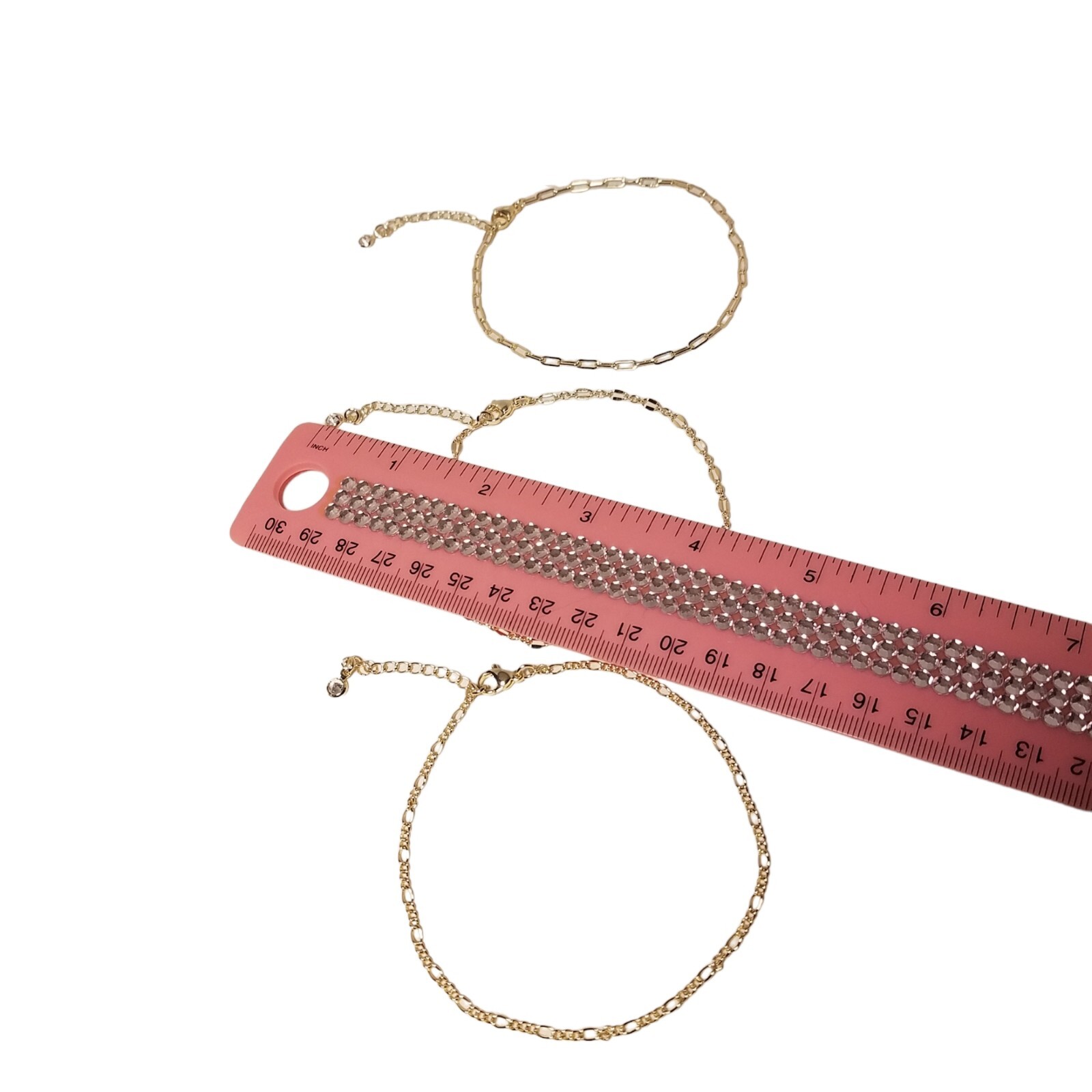 DEARMAY ANKLE BRACELETS Gold Plated Adjustable Chain Anklets 3 Pc Jewelry Set