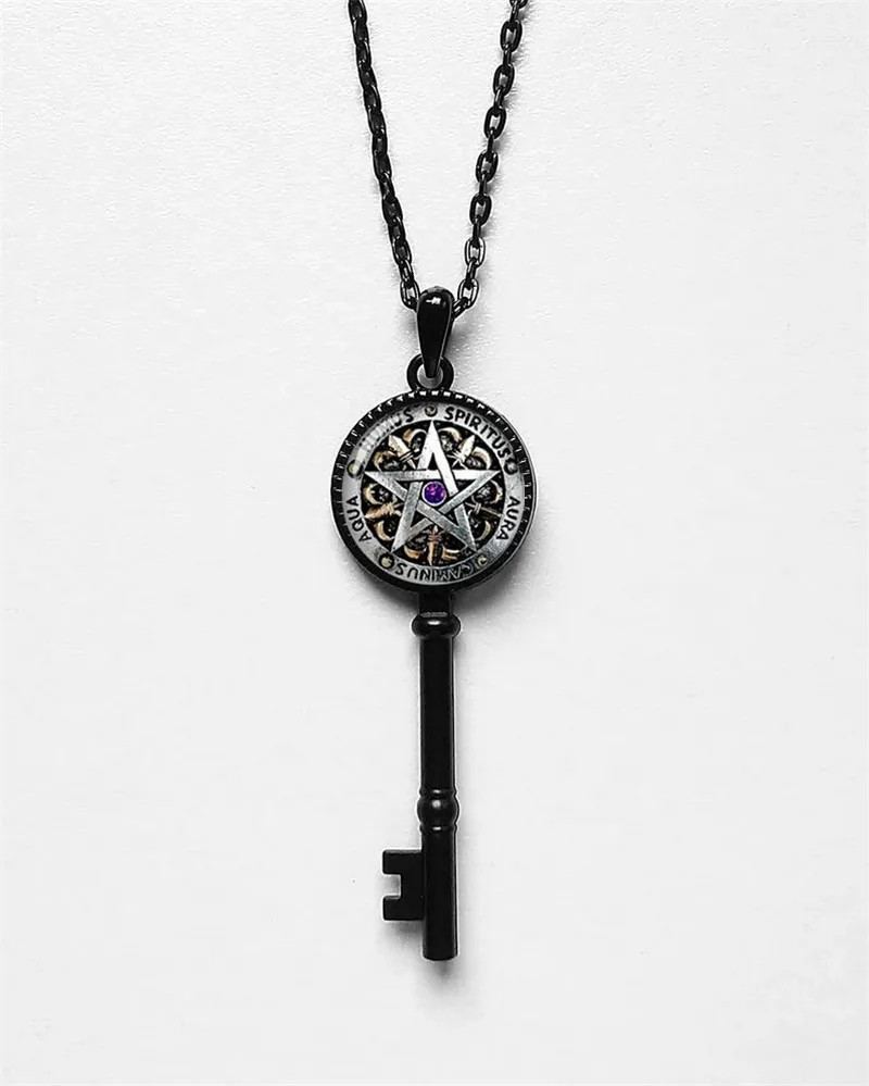 Tetragrammaton Key Necklace Zinc Alloy Pendant Gothic Occult Jewelry 1.75 Inch