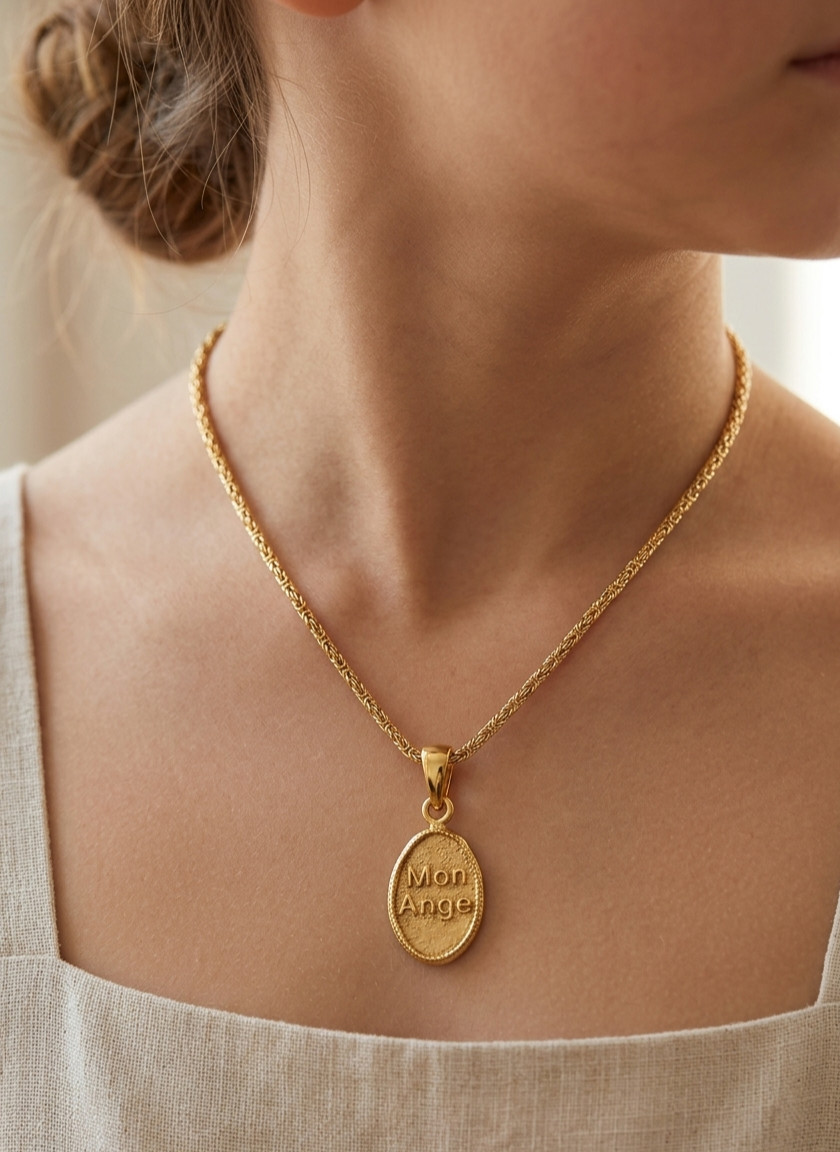 Hand Made Unique Charm Pure Brass Gold Color Design Pendent Comes With Chain.