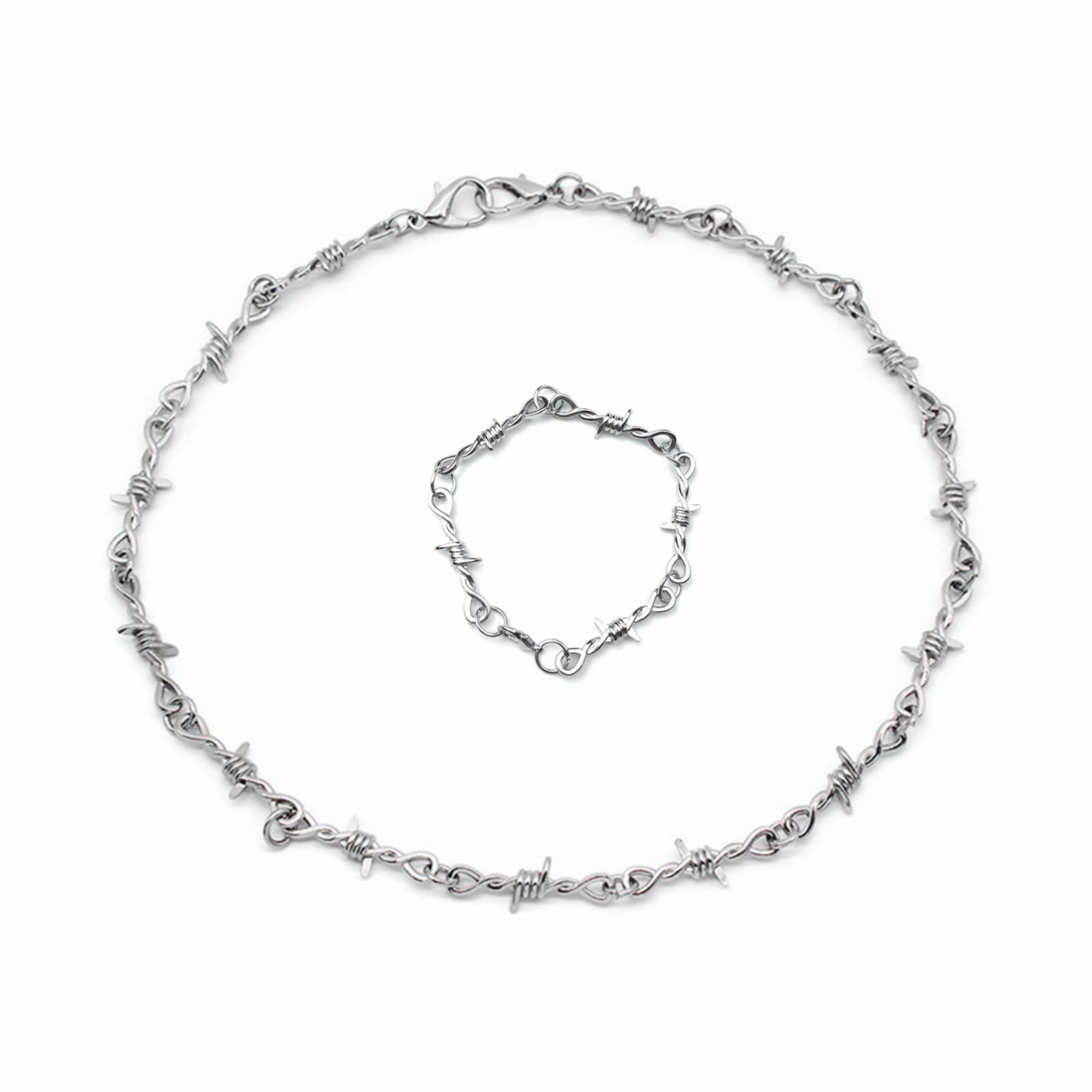 Small Punk Barbed Wire Necklace Hip Hop Thorn Choker Rock Jewelry Chain Neckl…