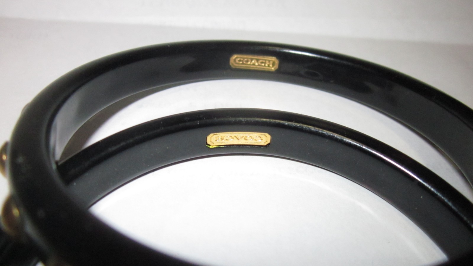 Coach 1/2″ Blue Gold Plated Dome Rivets Resin Bracelet Bangle HTF Rare