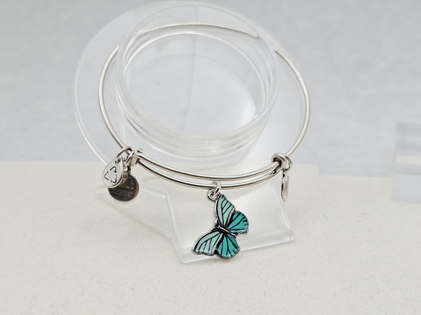 Alex Ani Silver Bracelet With Green Lace Butterfly 🦋 🦋 Generic Metal Charm ✨️
