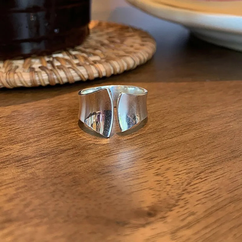 925 Sterling Silver Width Rings for Women Fashion Simple Multilayer Geometric