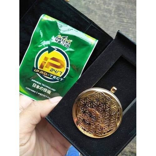 Ener-Chi Gold Pendant With I-Protect 24/7 For Health And Wellness