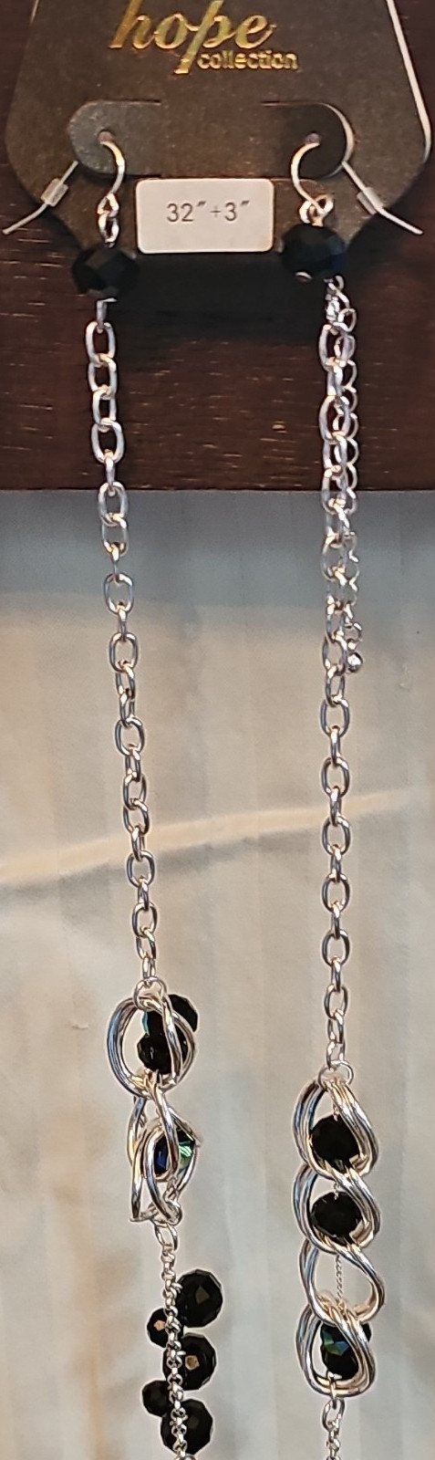 Hope Collection Nickel-Free Silver & Black Jewelry Set Necklace Earrings