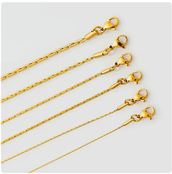 0.8/1/1.3mm Man Woman Silver Gold Stainless Steel Fancy Chains Necklaces