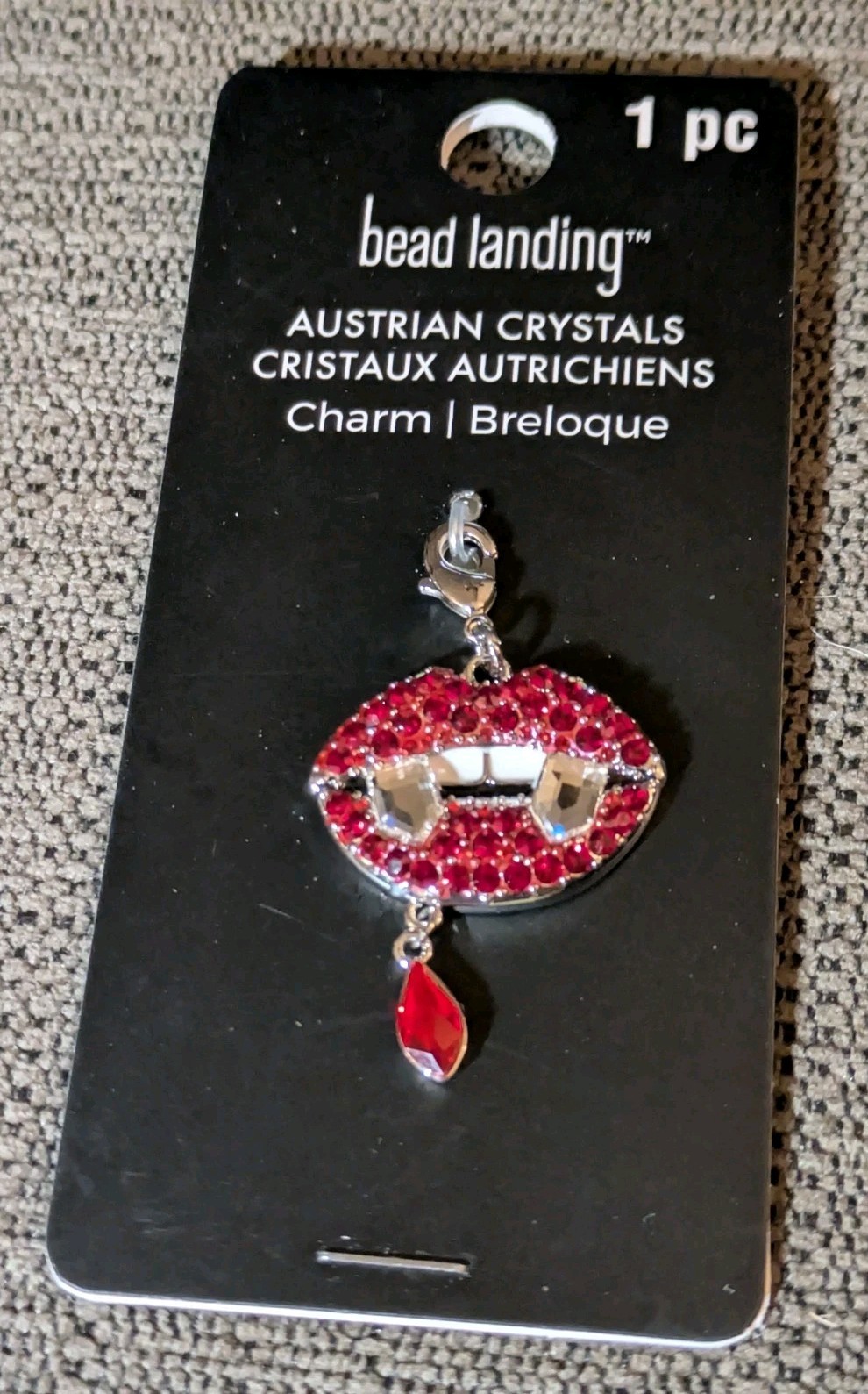 Vampire Mouth Austrian Crystal Charm by Bead Landing