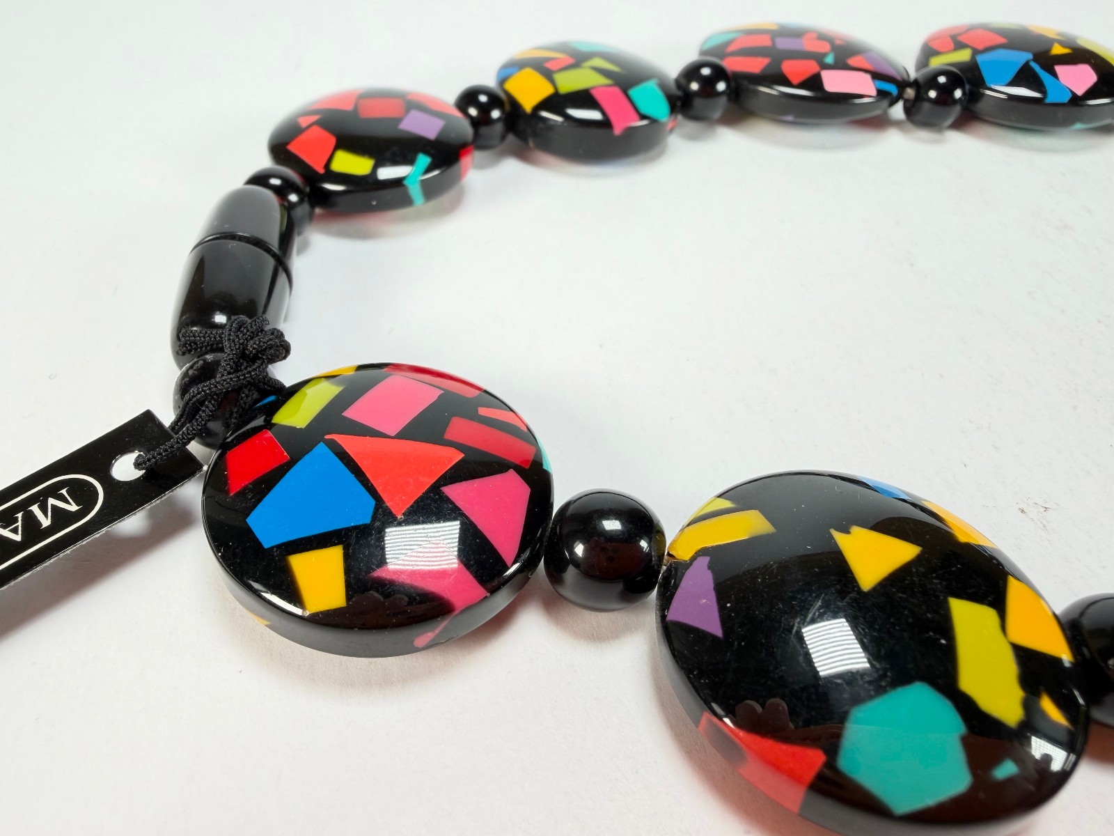 Marion Godart – Confetti “Bouclier” Art-Deco Mix Resin Necklace