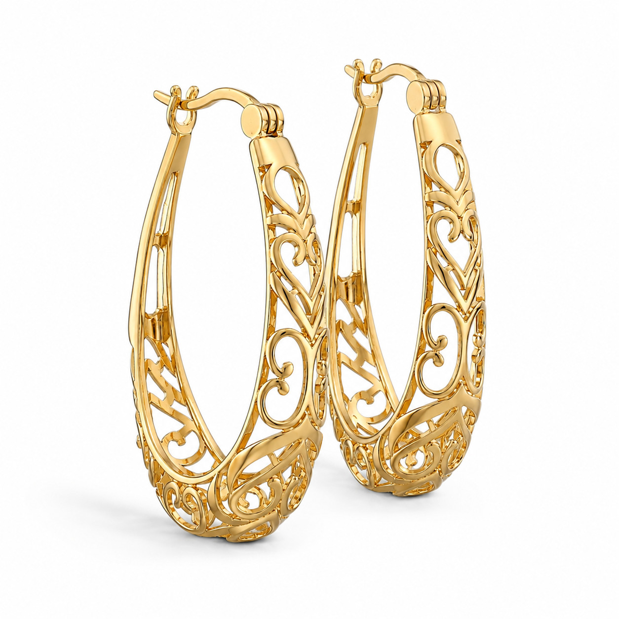 18mm Gold Plated Hoop Dangle Earrings Womens Fashion JEWELRY GIFT