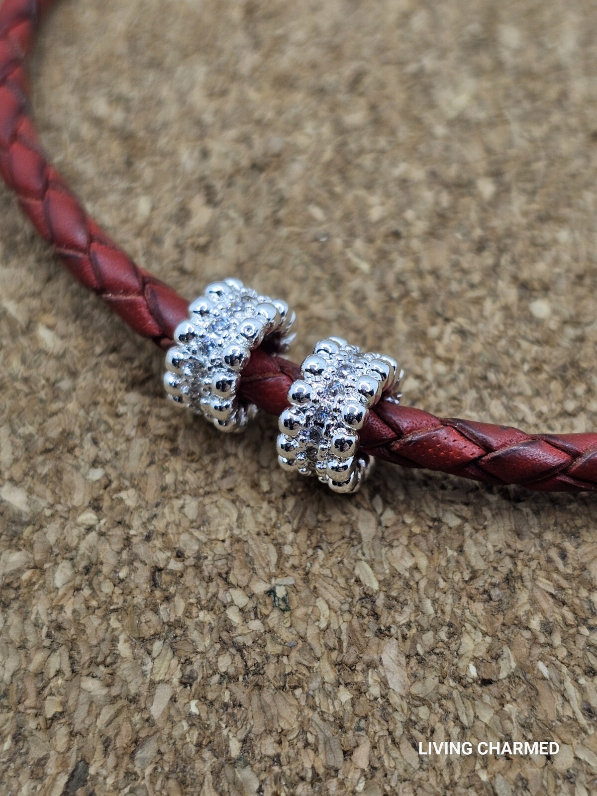 2 X Authentic Silver Bubble Cz Spacer European Charm Beads Lot