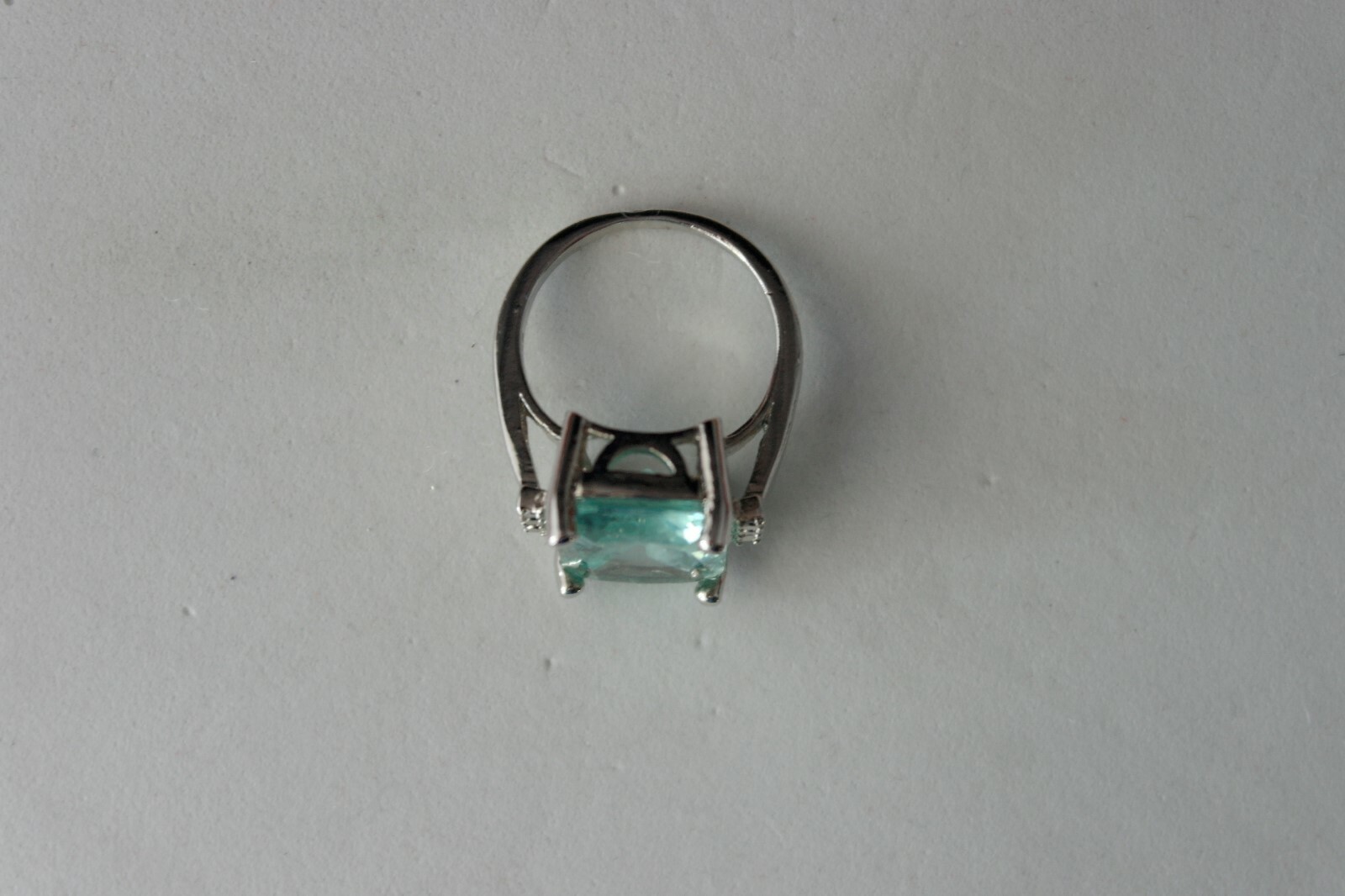 Beautiful 925 Filled Silver Ring With Aquamarine & Cz. 4 Gr.1.7X1.5 Cm. In Box