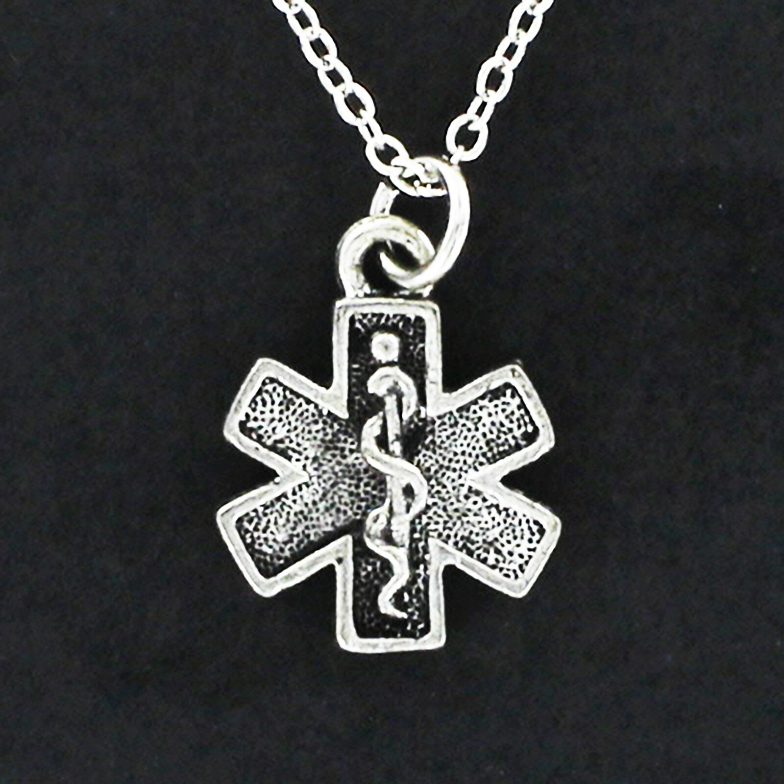 MEDICAL ALERT Necklace On Chain or Charm Only – Pewter Emergency Diabetic 911