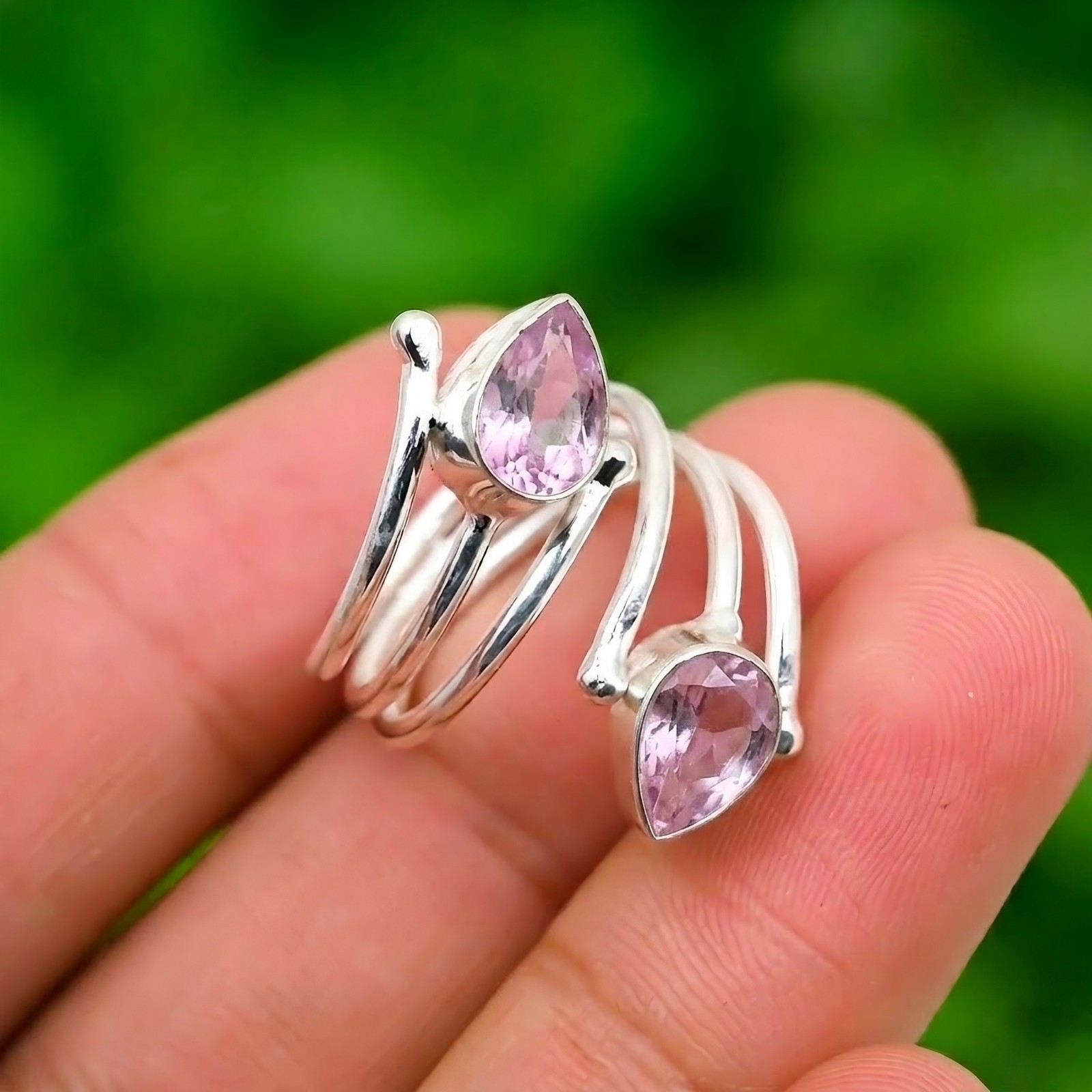 Pink Kunzite Ring 925 Sterling Silver Ring Handmade Gemstone Ring Women’s Ring