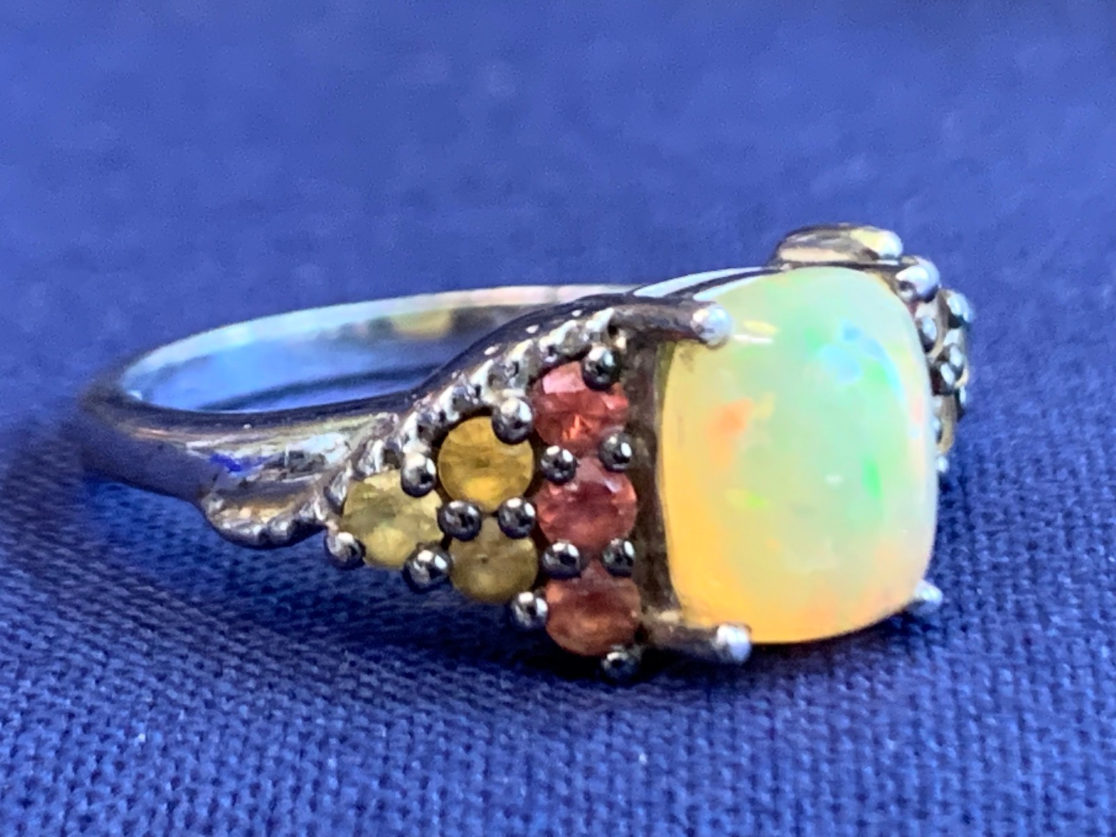 Sterling Silver Ring 2.41g Fine Jewelry Size 5.75 Band Yellow Opal Look *READ*