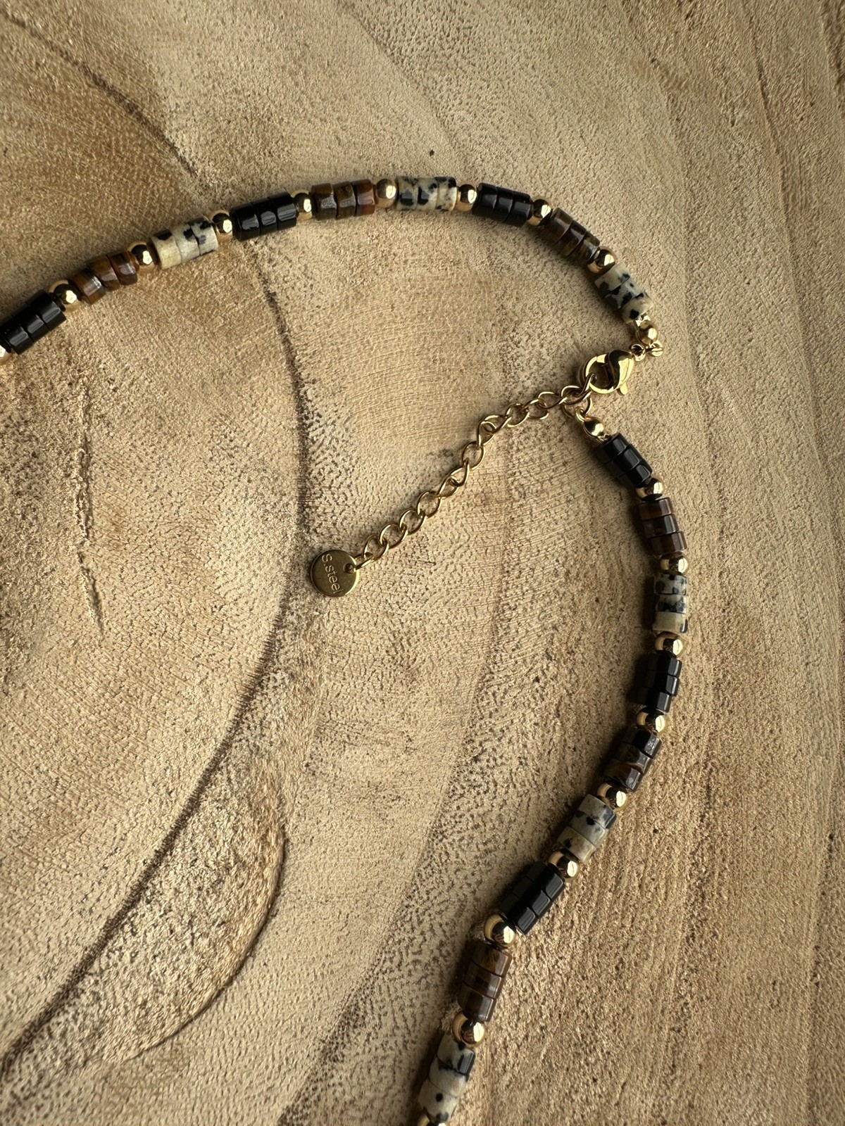 Maillard Natural Tiger Eye, Spotted Stone, Gemstone, Beaded Necklace, Bohemian