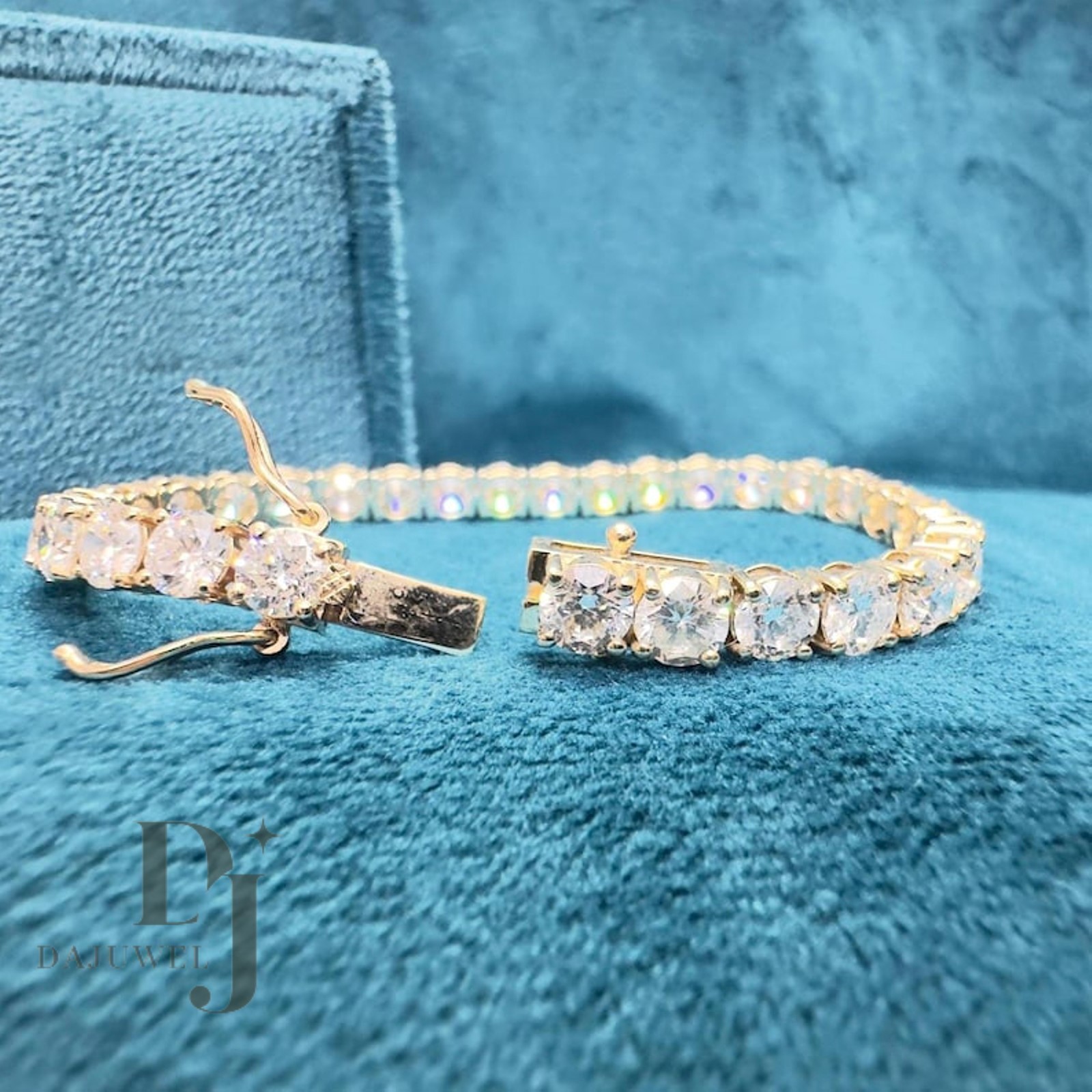7′ Inch Long Tennis Wedding Bracelet Solid 14K Yellow Gold 7 CT Round Cut VVS1