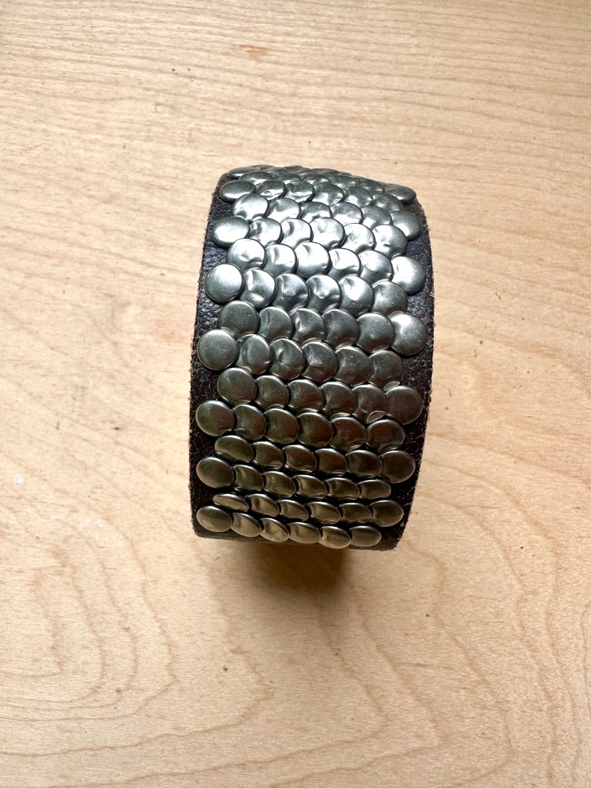 Wholesale Wide(3.5 cm) Brown Leather Cuff Bracelet with Silver Studs – 5 Pack