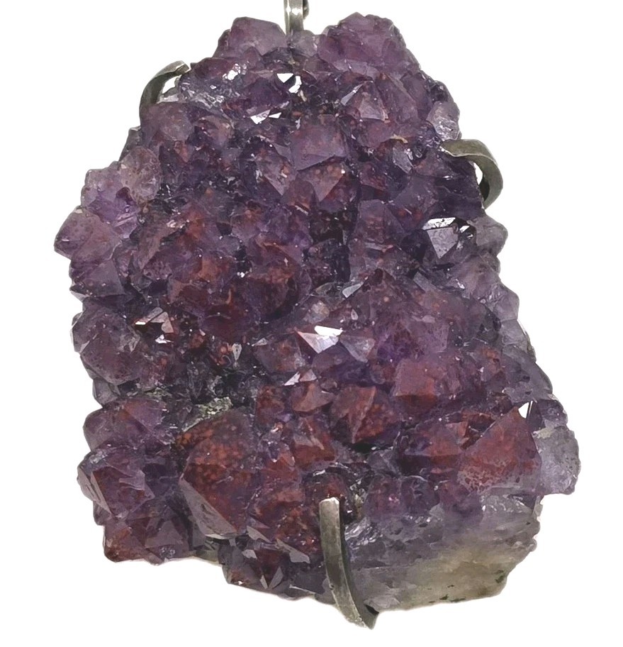 Amethyst Crystal Pendant Necklace On Leather Cord 16″ With Toggle Closure