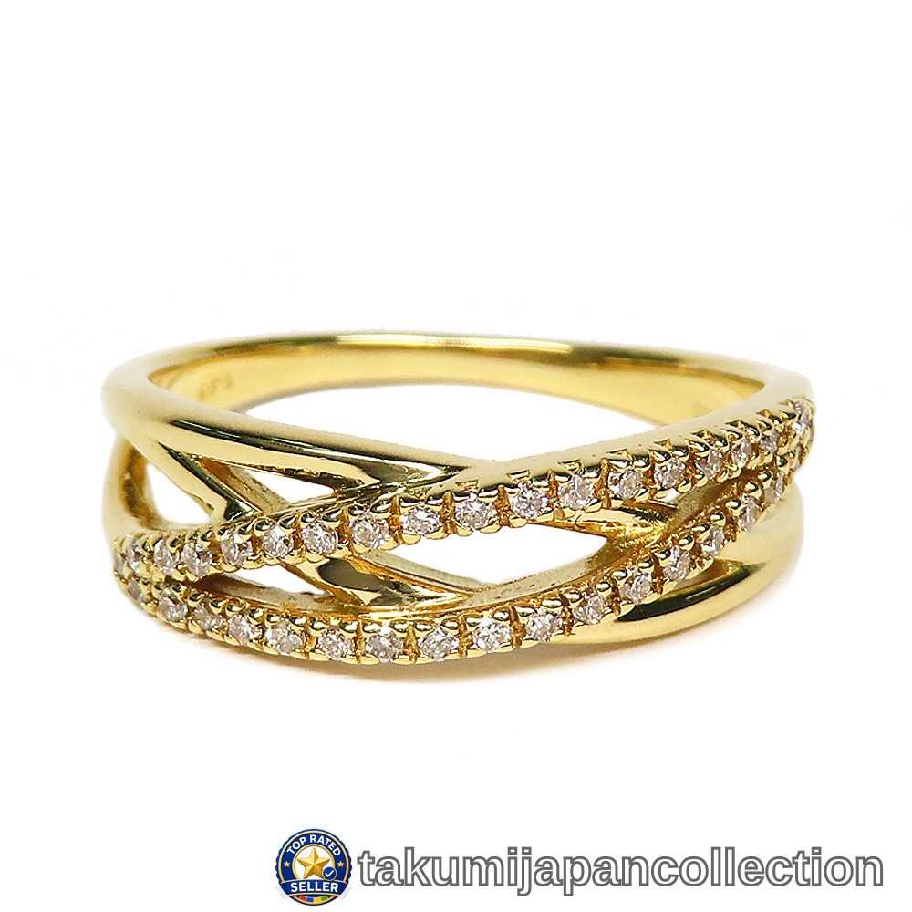 K18 Yellow Gold Diamond Ring 0.15ct Size 15 Design Jewelry #M-5244