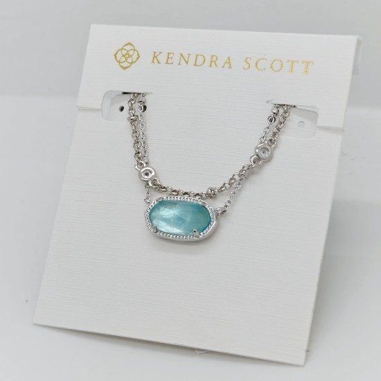 Kendra Scott Elisa Silver Crystal Multi Strand Necklace in Light Blue Illusion