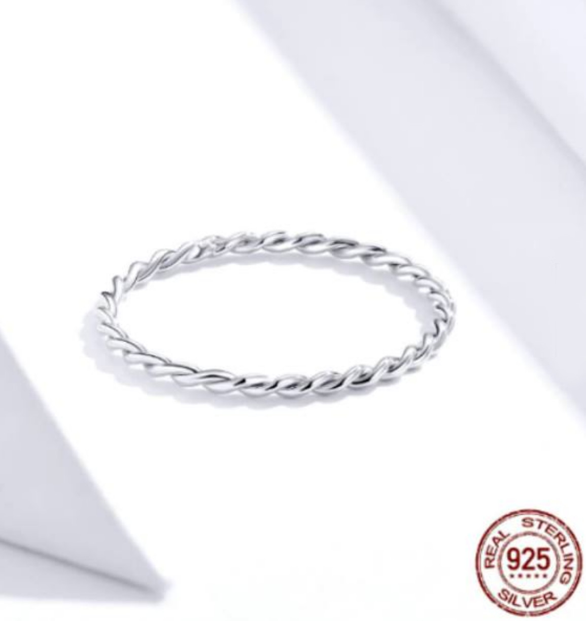 Delicate 925 Sterling Silver Simple Twist Rope Ring