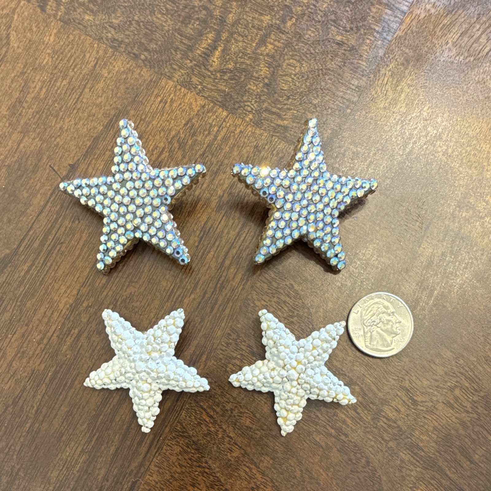 Lot of Vintage Richard Kerr Signed Starfish Clip-On Earrings Crystal Rhinestone