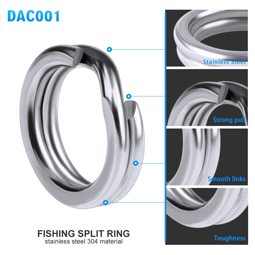 PROBEROS 50pcs Fishing Split Rings for CrankHard Bait Silver Stainless Steel