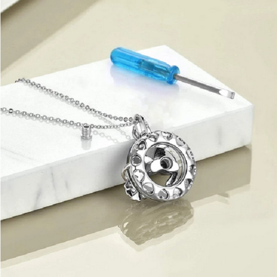HUMMINGBIRD URN CREMATION FLOWER pendant 20″ 925 Sterling Silver plate Necklace