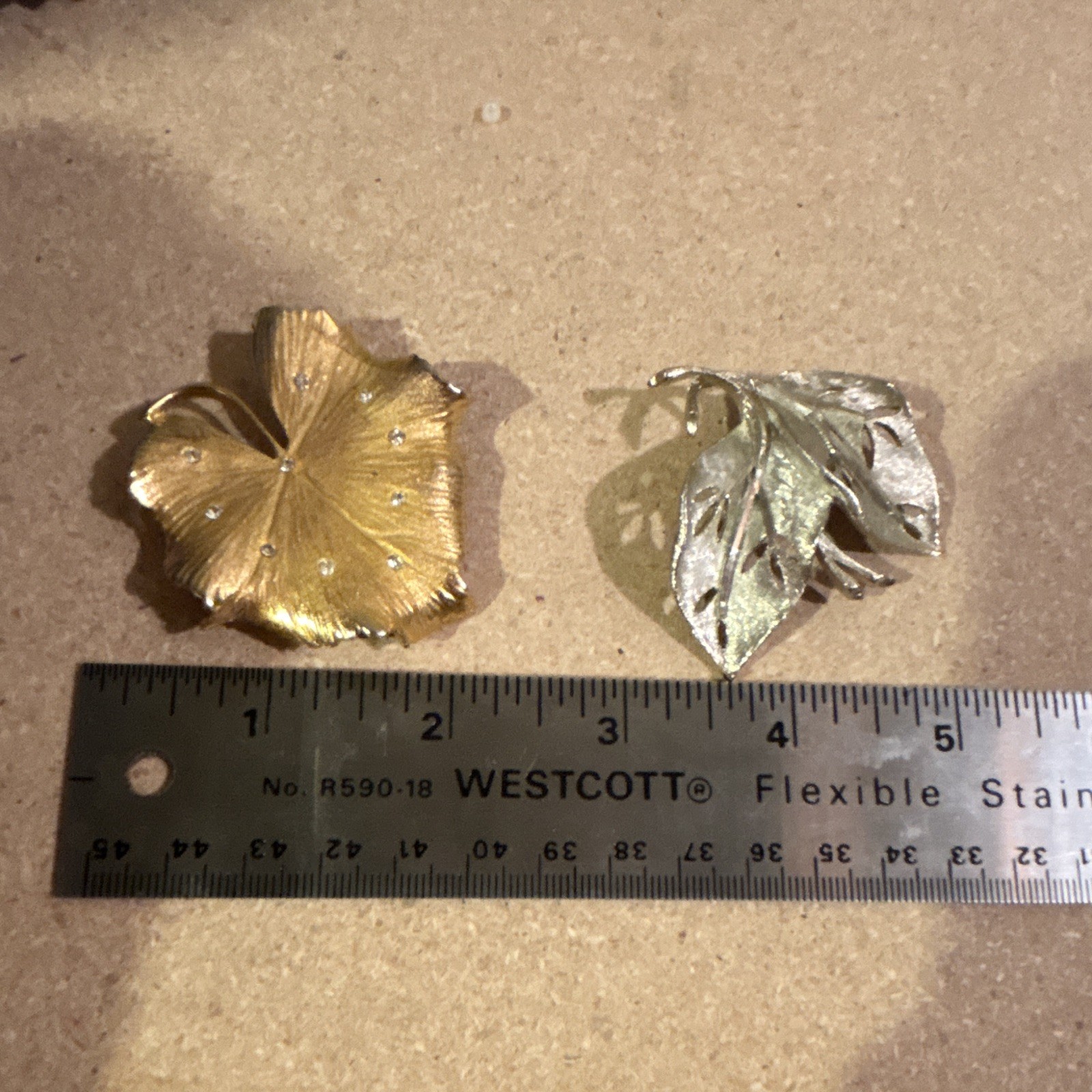 BSK and Coro Leaf Brooch Pins
